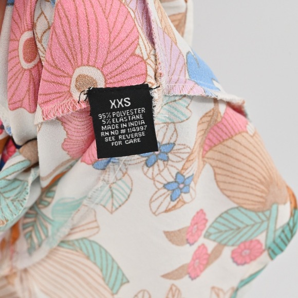 TOLANI Dress Size XXS Retro Tropical Floral Tiered Button Mini Dopamine India‎ - Picture 6 of 12